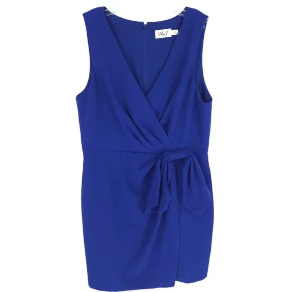 Eliza J Dress Faux Wrap Bow Front Royal Blue Wedding Guest Quiet Luxury  Plus 16